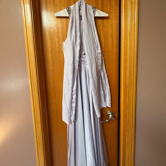 Light Purple Halterneck Formal Dress with Jewelled Neckline - Picture 10 of 12